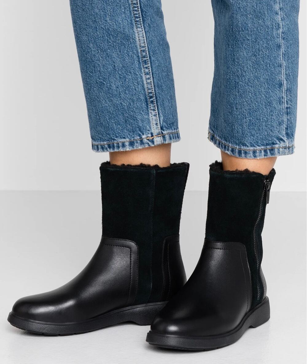 Clarks Un Elda Black Leather Suede Waterproof Ankle Boots Womens 6.5 NEW